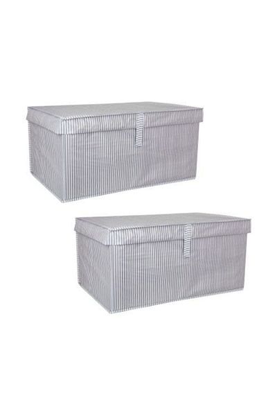 Milenay Gray 2 Pieces - Multi-Purpose with Lid Laundry-Storage-Organization EtcStorage Bag, Box 60x40x30 - Mega Box