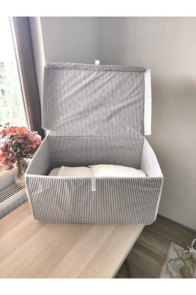 Milenay Gray 2 Pieces - Multi-Purpose with Lid Laundry-Storage-Organization EtcStorage Bag, Box 60x40x30 - Mega Box