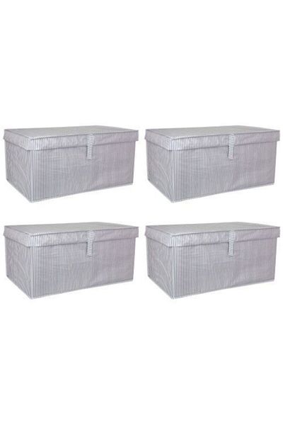 Milenay 4 Pieces - Multi-Purpose with Lid Laundry-Storage-Organization Etc Storage, Box 60x40x30 - Mega Box - Gray