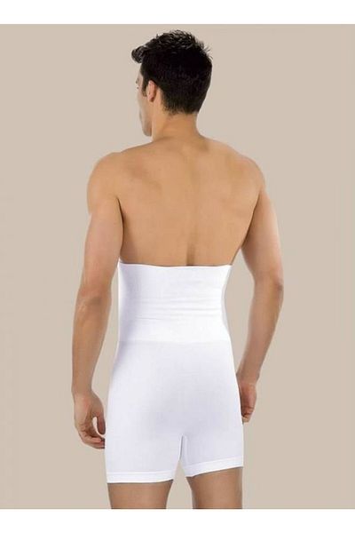 by İGP Corset boxer dublu cu talie înaltă, alb, fără sudură, pentru bărbați