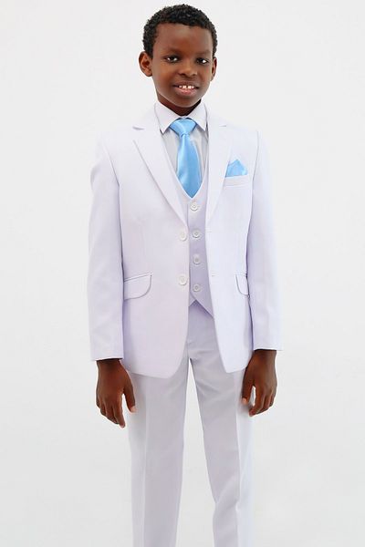 SIRRI Boy's 3-Piece White Suit Jacket Vest Pants