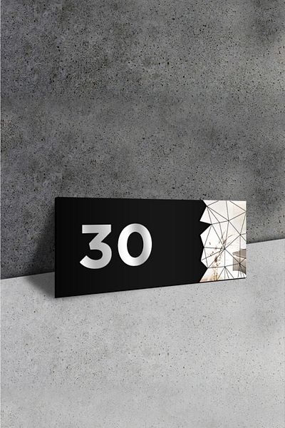 AHWALL Διακοσμητικός Καθρέφτης Αριθμός Πόρτας Plexi No: 30, Ασημί