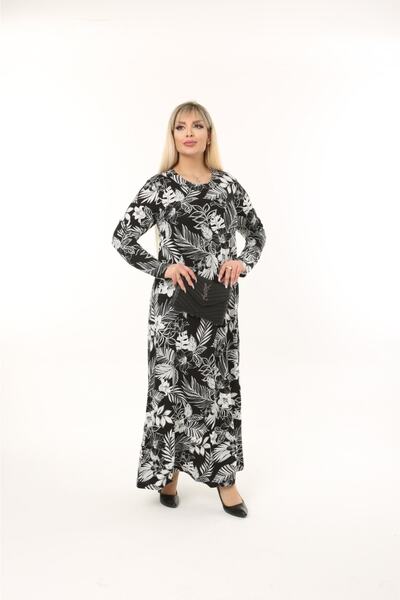 Mami Μακρύ μανίκι (Κατάλληλο σε μαντίλα) Μακρύ χτενισμένο βισκόζη φόρεμα