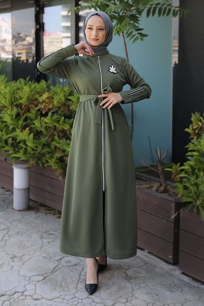 Modamihram معطف من الأسلحة انغلق الكاكي