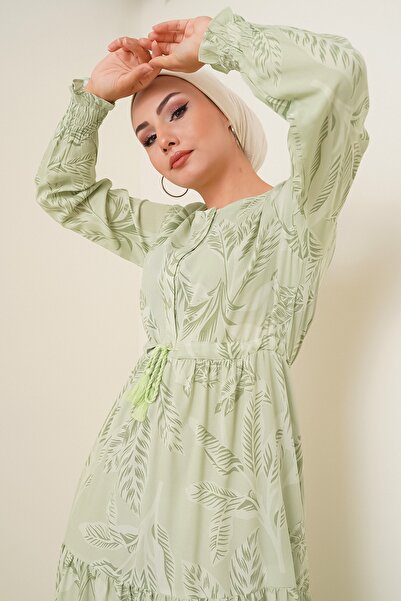 Bigdart 2145 Patterned Hijab Dress - E.green