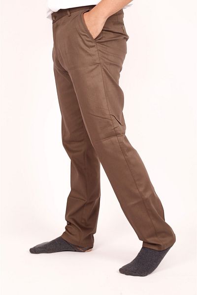 FATELLA Men's Comfortable Classic Cut Wide Leg Regular Fit Comfort Zippered Linen Trousers Single Color
