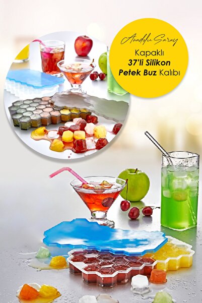 Anadolu Saray Çarşısı Pratik 37li Kapaklı Petek Şeklinde Silikon Buz Kalıbı |...