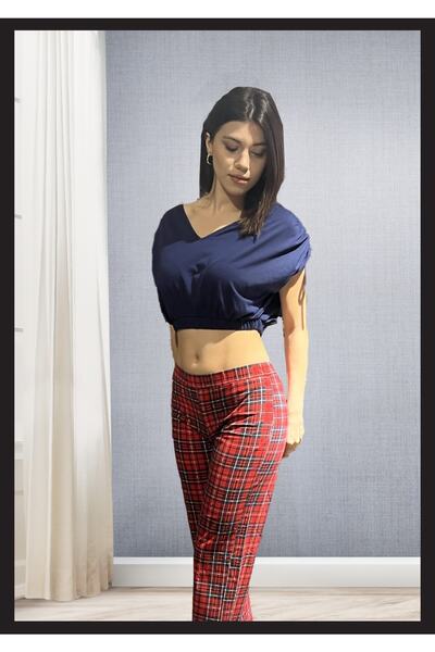 LoeCulotte Women's Red Plaid Pajama Set