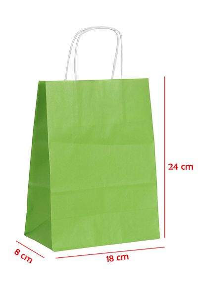 E Elmas Twist Handle Paper Bag Green 18 X 8 X 24 (20 Pieces)