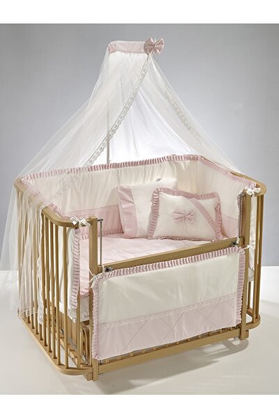 Meltem Smart Bambino Anne Yanı Ahşap Sallanır Beşik 70x110 cm (naturel-pembe)