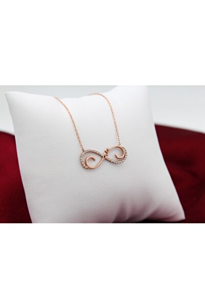 Silver And Silver Kadın Rose Aşk Yazılı Sonsuzluk Kolye 925 Ayar Gümüş