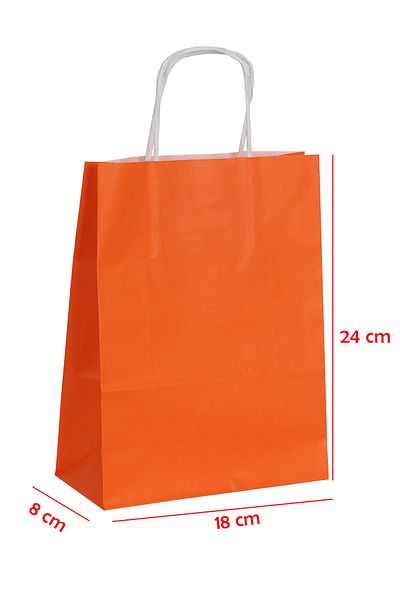 E Elmas Twist Handle Paper Bag Orange 18 X 8 X 24 (20 Pieces)
