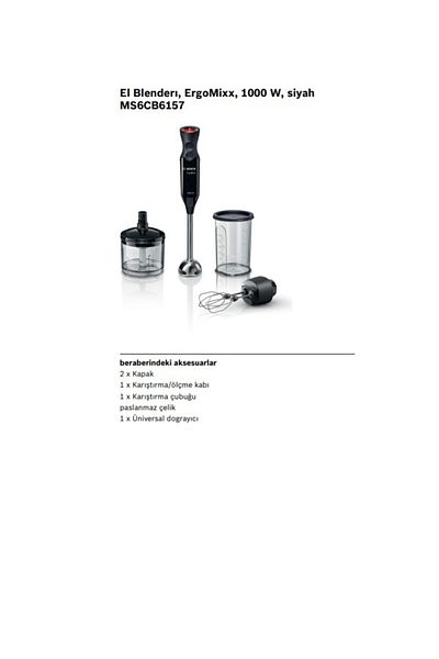 Bosch خلاط يدوي Ms6cb6157 Ergomixx 1000 واط، أسود، أنثراسايت
