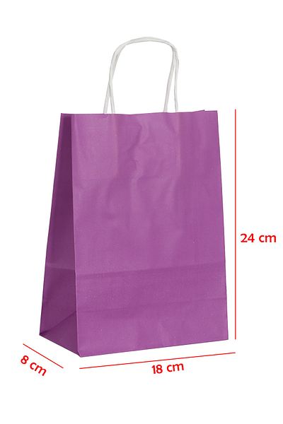 E Elmas Twist Handle Paper Bag Purple 18 X 8 X 24 (20 Pieces)