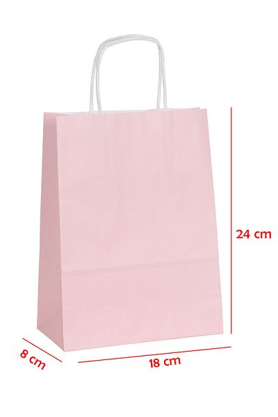 E Elmas Twist Handle Paper Bag Pink 18 X 8 X 24 (20 Pieces)