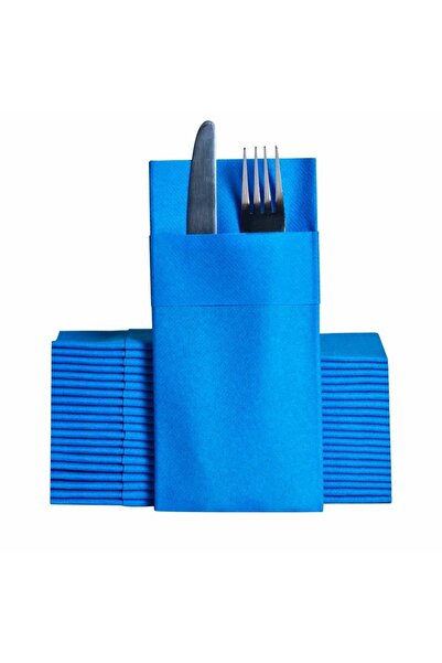 Meyart home منديل جيب من القماش الأزرق Airlaid 40x40 1/8 50 قطعة