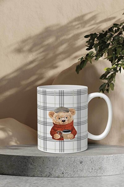 Gizeo Concept كوب تيدي لعشاق القهوة منقوش باللون الرمادي