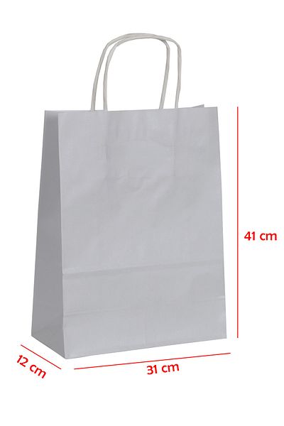 E Elmas Twist Handle Paper Bag Silver 31 X 12 X 41 (20 Pieces)