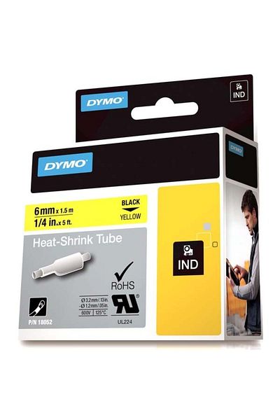 Dymo Λωρίδα θερμικής συρρίκνωσης Rhinopro 6 Mmx1,5 M Κίτρινο/Μαύρο 18052 / Dymo