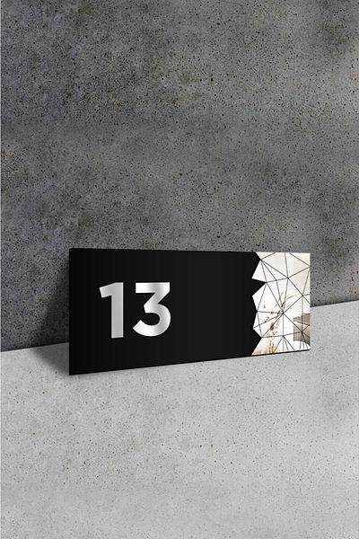 AHWALL Διακοσμητικός Καθρέφτης Αριθμός Πόρτας Plexiglass No: 13, Ασημί