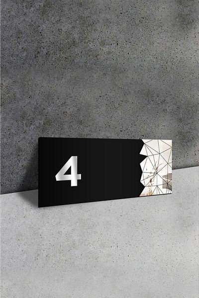 AHWALL Διακοσμητικός Αριθμός Πόρτας Καθρέφτης Plexi No: 4, Ασημί