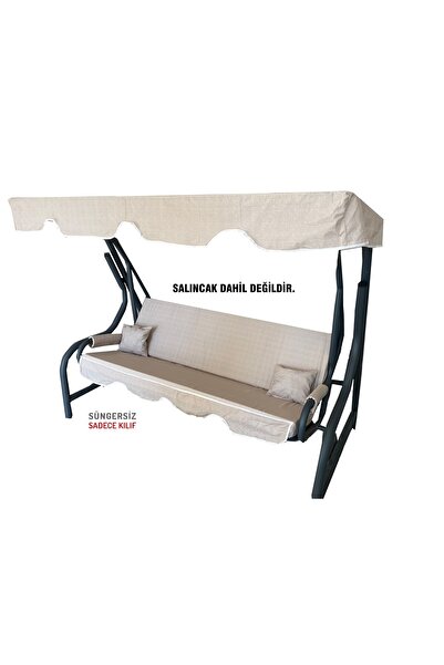 Vip Home Concept 3 Kişilik Salıncak Minder Seti Süngersiz Kılıfı Krem Bahçe M...