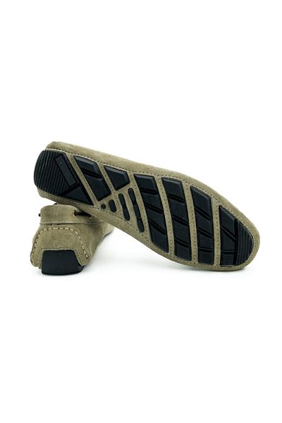 TEZCAN KUNDURA Cunda Light Green Genuine Suede Leather Laceless Men's Loafer Shoes