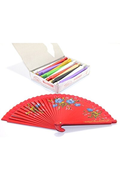 HEDİYE FİKRİ Ahşap Tek Taraflı Desenli Doğal Rüzgar Bambu Yelpaze