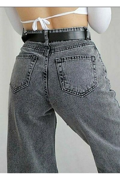 LİMABEL Ψηλόμεσο Anthracite Palazzo Jeans Lycra Smoked Jeans