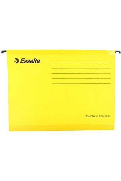 Esselte Classic Hanging File, A4, Yellow, 25 Pack, Tabs Included, 90314