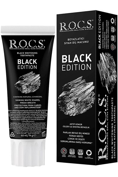 R.O.C.S. معجون أسنان كربوني أسود من روكس - 60 مل (لا يحتوي على البارابين)
