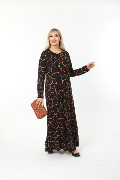 Mami Plus Size Long Sleeve (Suitable for Hijab) Long Viscose Combed Cotton Dress