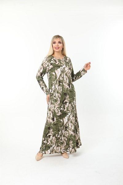 Mami Plus Size Long Sleeve (Suitable for Hijab) Long Viscose Combed Cotton Dress
