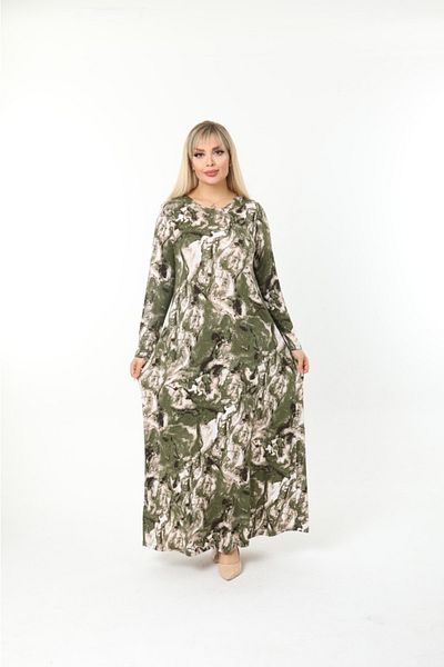 Mami Plus Size Long Sleeve (Suitable for Hijab) Long Viscose Combed Cotton Dress