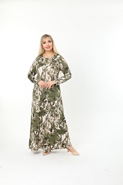 Mami Μακρύ μανίκι (Κατάλληλο σε μαντίλα) Μακρύ χτενισμένο βισκόζη φόρεμα