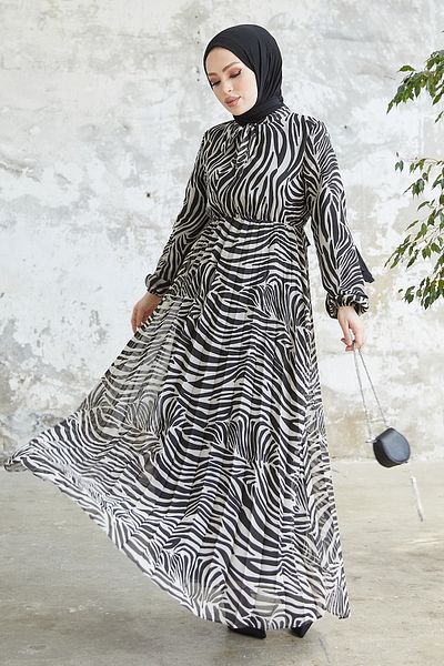 InStyle Rochie Hijab din Sifon Lenda - Ecru