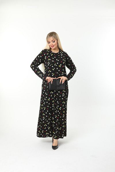 Mami Plus Size Long Sleeve (Suitable for Hijab) Long Viscose Combed Cotton Dress