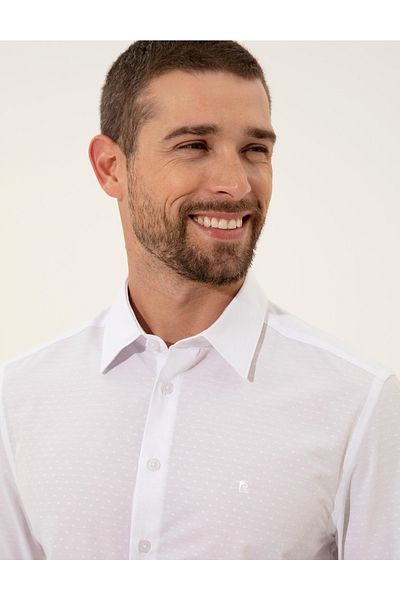 Pierre Cardin Λευκό Slim Fit Dobby πουκάμισο