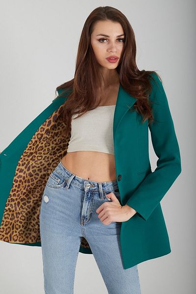 Feminist Women's Crepe Blazer - Leopard Lined Jacket