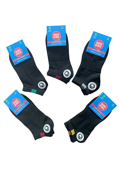 socksbox 10 ζευγάρια Unisex κοντές κάλτσες χωρίς ραφή/Μαύρες55