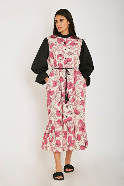 HANIQA Cvetni dezen Haljina sa dominantnim ovratnikom