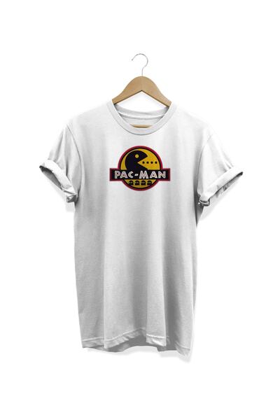 WİDİ تي شيرت أبيض مطبوع عليه باك مان