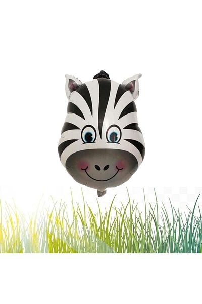 Patladı Gitti Safari Head Zebra Foil Balloon 55 Cm - 22 Inch