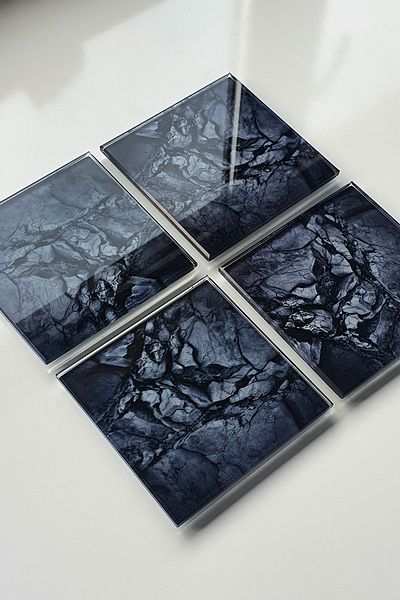 Decorita Glass Coaster| Set of 4 Natural Stone Pattern| 10cm X 10cm