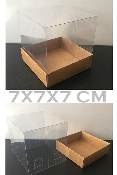 DarkSent 7x7x7 Cm Acetate Lid Box 100 Pieces Kraft