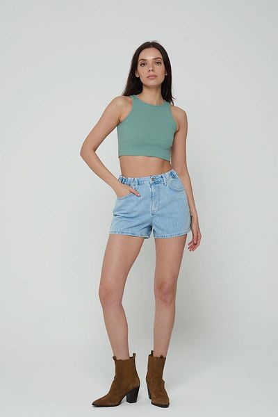CROSS JEANS Light Blue Elastic Waist Short Shorts C 4534-057