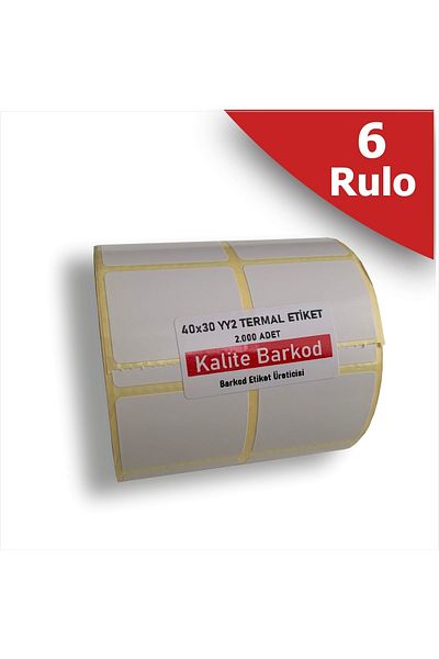 Kalite Barkod Etichetă termică 40x30 2 bucăți |   6 role de etichete cu coduri de bare