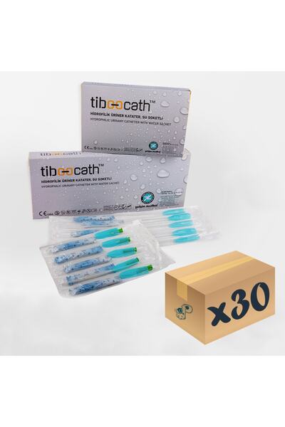 TİBOOCATH Hidrofilik Üriner Kateter Su Soketli Sonda Ch 06-20 30'lu Paket