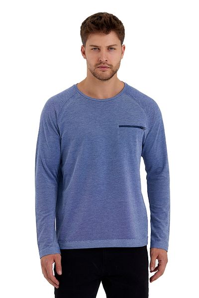 Adams Tricou de bază cu mânecă lungă, cu buzunar cu fermoar