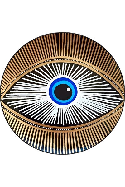 Viva Home Dekoratif Nazar Boncuğu Kaymaz Tabanlı Yıkanabilir Leke Tutmaz Yuvarlak Antre Mutfak Halısı Ar1148